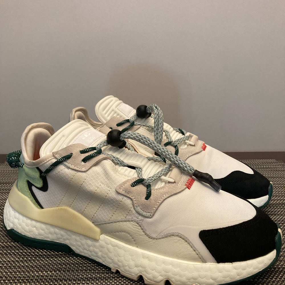 Adidas Nite Jogger- Ivy Park, White and Black Sneakers with Green Accents,  Mens